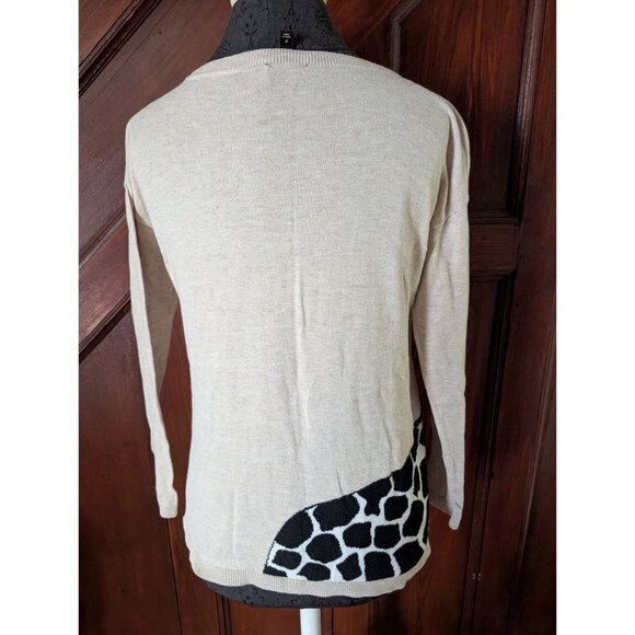 Talbots Petite Beige Sweater With Giraffe Graphic Long Sleeve Womens P - Picture 3 of 7